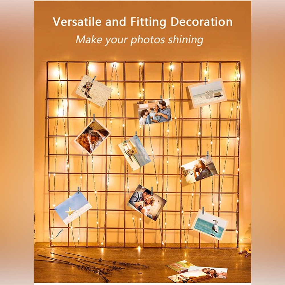 Home Core Gold Wire LED Gold Glittery Photo Clip Fairy Lights. - Picture 4 of 16